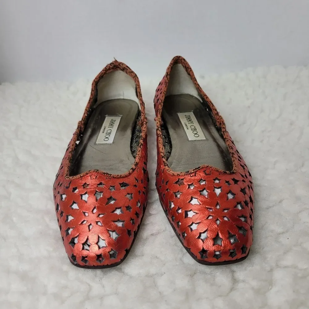 Jimmy Choo Women's Size 7 Momo  Star Res Laser Cut Ballet Flats